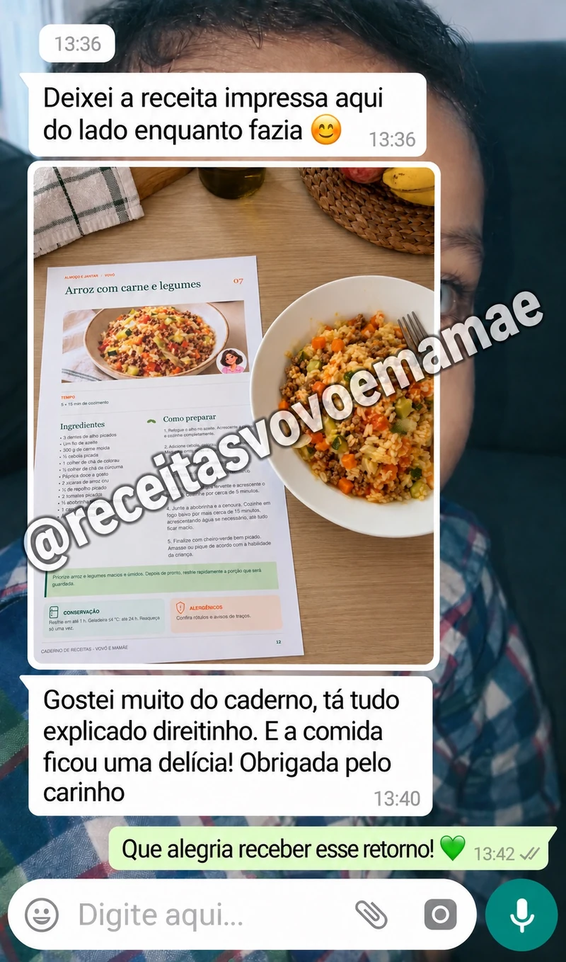 Conversa 3 sobre as receitas e o caderno