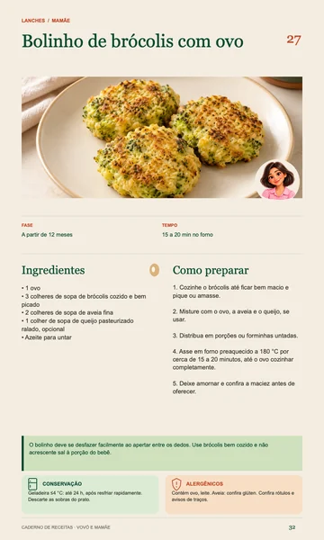 Página real: Bolinho de brócolis com ovo, A partir de 12 meses